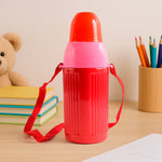 Front view of a blue 500ml insulated water bottle, highlighting its BPA-free material.
