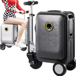 Close-up of the removable battery feature on the smart travel bag, highlighting convenience.