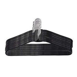 A pack of ten sleek stainless steel hangers displayed neatly against a white background.