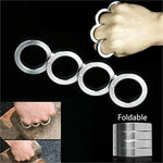 Fidget ring made of stainless steel, designed for portable 4-finger rotation.