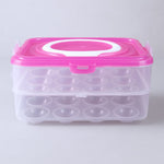 Interior view of the egg storage box with removable dividers for egg protection.