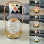 Close-up of the LED touch lamp showcasing its intricate crystal design.
