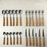 Kitchen spoon and fork set in stainless steel