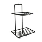 Elegant 2-tier stainless steel soap rack, perfect for bathroom organization.