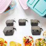 Transparent rotating spice jars rack, highlighting easy visibility of contents.