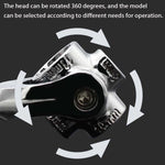 Universal socket wrench engaging a hex bolt, showcasing its adaptability for different fasteners.