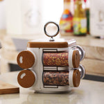 Ganesh Storewell plastic spice rack with 8 organized jars, featuring a revolving base.