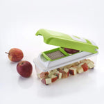 Overview of the multi-purpose slicer with all its detachable components arranged.