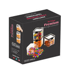 Four 700ml transparent containers, ideal for keeping kitchen staples fresh and visible.