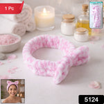 Face wash using soft plush spa headband to hold hair back