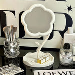 Decorative flower-shaped desktop mirror enhancing room beauty and function