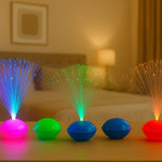 Fiber Optic LED Night Lamps Set creating colorful ambient glow