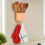 Plastic wall mounted organizer with compartments for phone and remotes