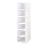 Space-saving storage solution with a 6-layer foldable organizer in a home setting.