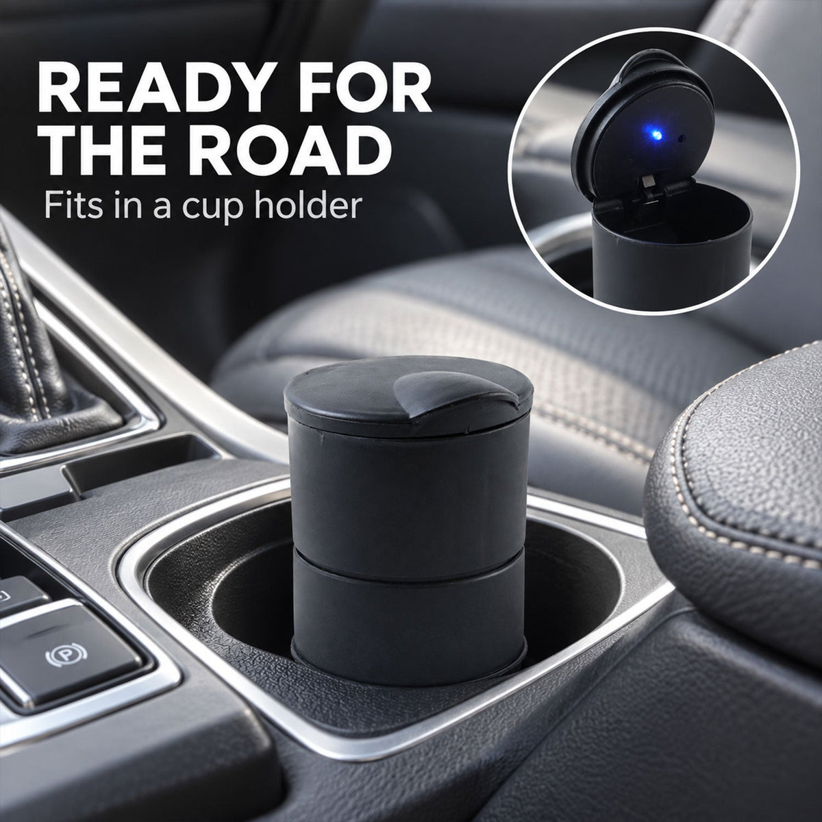 Car Ashtray with LED Light and Lid, Cup Holder Ashtray for Car Interior (1 Pc)