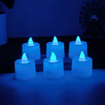 Side view of Blue LED Tea Light Candle highlighting sleek design