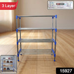 Multipurpose 4-layer shoe rack with plastic connectors for tool-free assembly
