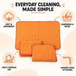Orange Cotton Multipurpose Duster Cloth for Car and Home (3 Pc, 48 x 74 Cm)