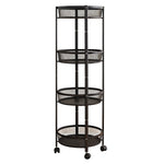All-purpose 4-tier round mesh storage trolley ideal for kitchen and bathroom