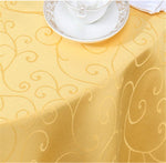 Tablecloth showcasing rich coordinated colour combination for event decoration.
