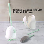 Bathroom cleaning brush set featuring flexible brush head