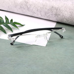 Lightweight rimless reading glasses with flexible temples for secure fit