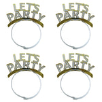 Pack of four reusable glitter party headbands perfect for birthdays and anniversary parties