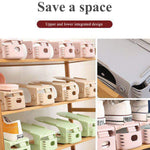 Multiple adjustable shoe slot holders, folded for easy storage when not in use.