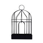 A black iron birdcage-style empty holder with a simple, clean design is presented on a white background.