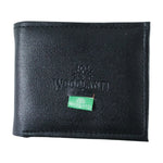 Classic bi-fold wallet laid flat showing all sections and slots