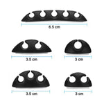 Detailed view of the 10-piece cable organiser clip set, providing solutions for tangled wires.