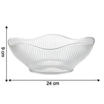 Empty plastic fruit storage basket with ripple design