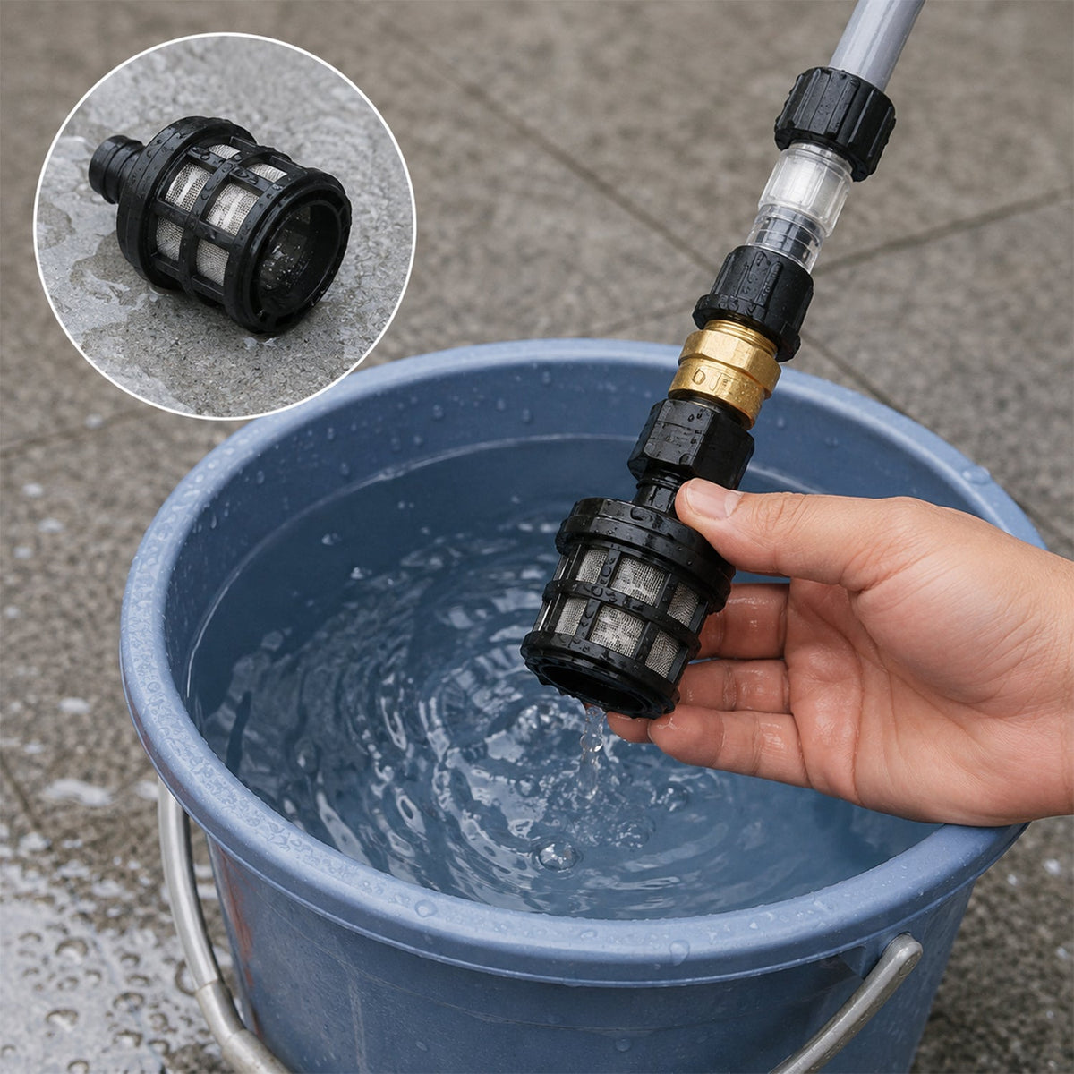 A black carrying case for the cordless pressure washer, featuring product details and an image of the gun on the front.