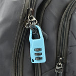 The small 3-digit lock open, showing its internal mechanism.