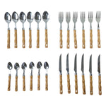 Premium dinner cutlery set with stylish wooden handles