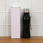 The portable stainless steel water bottle, ready for travel or gym use.