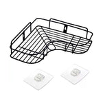 Waterproof corner shelf organiser used in a humid bathroom environment.