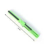 The closed green pen-shaped safety cutter is measured at 13 cm in length on a white background.