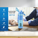 Detail shot of the secure cap and mouthpiece of the alkaline water bottle.
