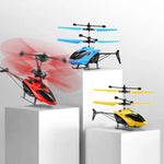 Detailed photo of the red and black remote control helicopter toy's robust body.