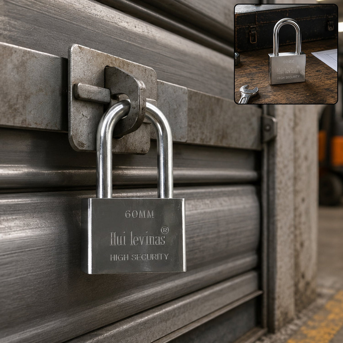 Heavy duty 60mm solid metal padlock with keys
