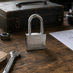 Padlock securing a shop shutter