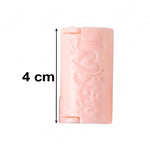 A single pink plastic bed sheet clip with a 'Love' design, shown with a 4 cm measurement indicator.