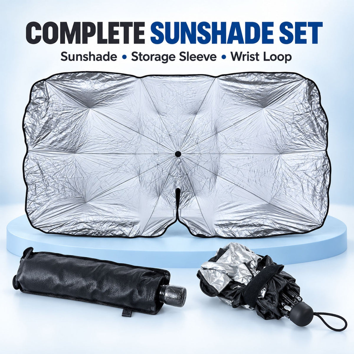 Windshield umbrella sunshade white bg