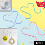 Three colorful plastic coated S hooks, blue, green, and pink, with a 6 Pcs Set label.