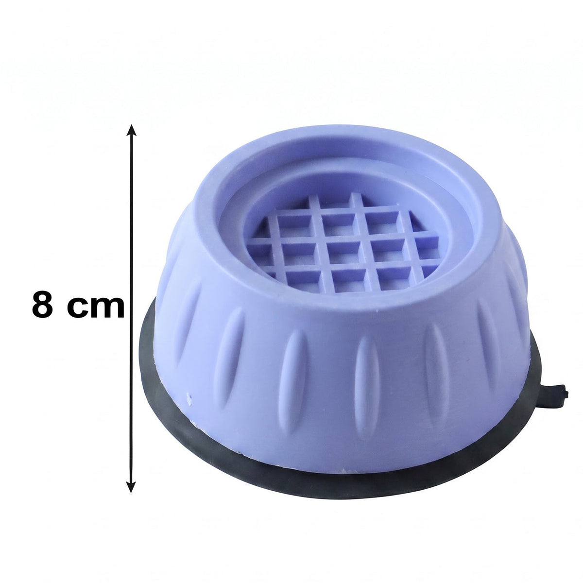 A purple anti-vibration pad with an 8 cm height measurement indicated by a black arrow on a white background.