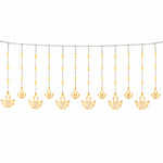 Warm white diya curtain light series on white background