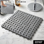 Close-up of textured non-slip bathroom shower mat