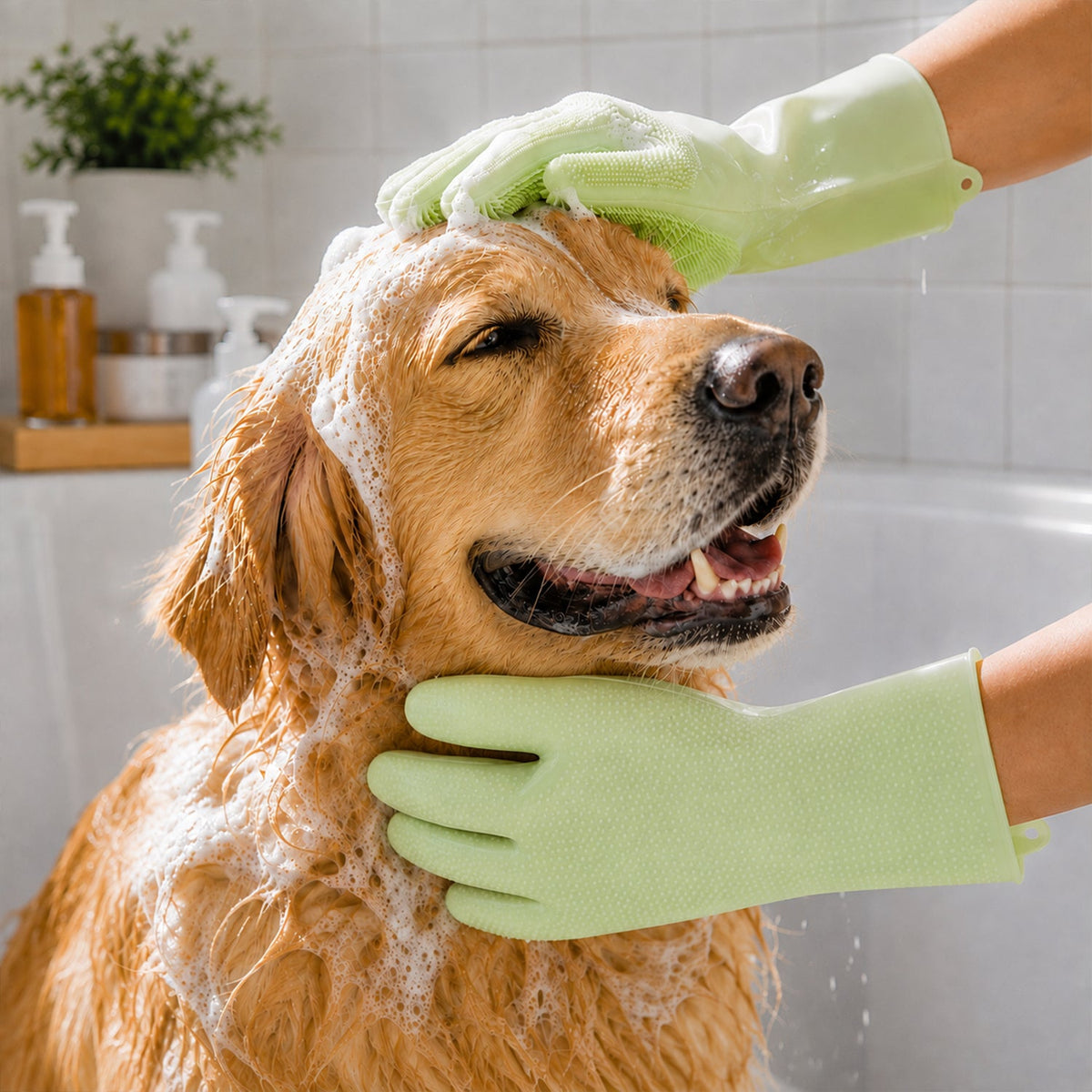 Silicone cleaning gloves for pet bathing