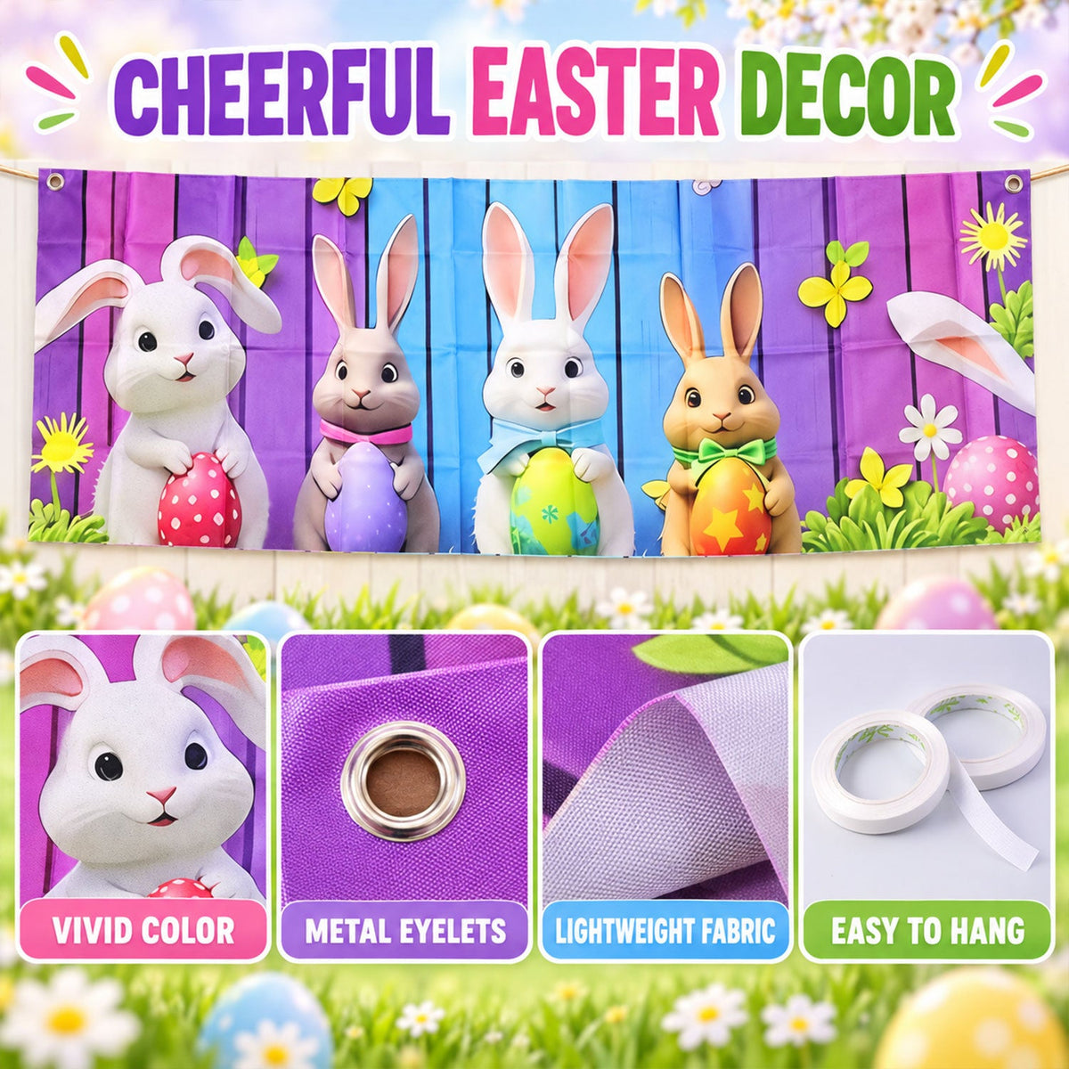 Easter backdrop curtain white bg